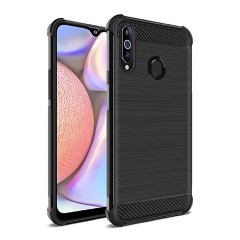 Samsung A20s IMAK VEGA szilikon telefonvédő ütésállóság, karbon minta, FEKETE