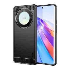 Honor Magic5 Lite 5G MOFI szilikon telefonvédő ütésállóság, karbon minta, FEKETE