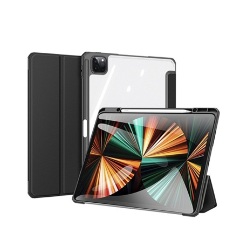 IPAD Air 13 (2024) DUX DUCIS TOBY tok álló, bőr hatású aktív FLIP, ceruza tartó, FEKETE