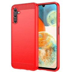Samsung A14 5G Gigapack Szilikon telefonvédő ütésállóság, karbon minta, PIROS