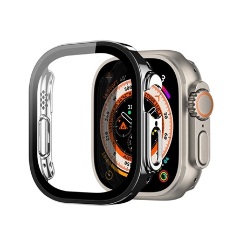 Apple Watch Ultra 2 49mm DUX DUCIS HAMO műanyag keret ütésállóság, fém hatás + kijelzővédő, FEKETE