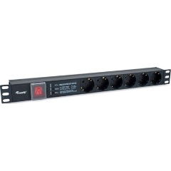 Equip 333317 6db villásdugó CEE 7/3 (EU) rack elosztó 1.8m fekete
