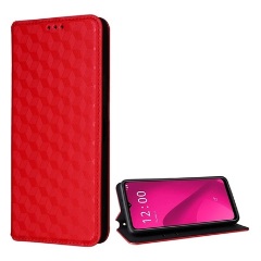 T Phone 2 5G Gigapack Tok álló, bőr hatású FLIP, prémium, PIROS