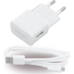 SAMSUNG hálózati töltő USB aljzat (5W + ECB-DU4AWE microUSB kábel) FEHÉR (Gigapack csomagolás)