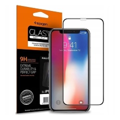iPhone 11 SPIGEN FC képernyővédő üveg 2.5D, színkiemelés, FEKETE