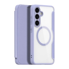 Samsung S24 5G DUX DUCIS SKIN X PRO tok álló, bőr hatású FLIP, MagSafe, LILA