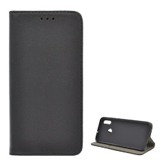 Huawei P Smart (2019) Gigapack tok álló, bőr hatású FLIP, asztali tartó, FEKETE