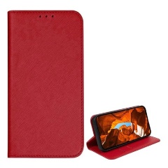 T Phone 2 Pro 5G Gigapack Tok álló, bőr hatású FLIP, textil hatás, PIROS