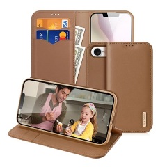 iPhone 16e DUX DUCIS HIVO tok álló, valódi bőr FLIP, RFID, BARNA iPhone 16e DUX DUCIS HIVO tok álló, valódi bőr FLIP, RFID, BARNA