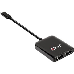 Club 3D CSV-1555 2-portos USB-C DisplayPort video splitter fekete