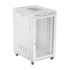 Lanberg 19" szabadon álló rack szekrény 27U/800X1000 perforált ajtó, lapraszerelt, LCD kijelző, szürke