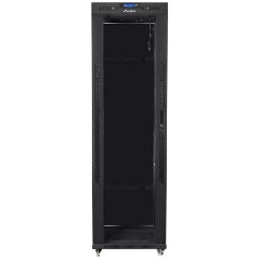 Lanberg 19" szabadon álló rack szekrény 42U/600X1000 üvegajtó, lapraszerelt, LCD kijelző, fekete V2