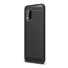 Xiaomi Mi 10 Lite 5G Gigapack szilikon telefonvédő ütésállóság, karbon minta, FEKETE