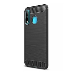 Huawei P30 Lite Gigapack szilikon telefonvédő ütésállóság, karbon minta, FEKETE