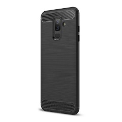 Samsung A6+ (2018) Gigapack Szilikon telefonvédő ütésállóság, karbon minta, FEKETE