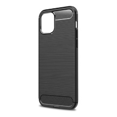 iPhone 12 Pro Max Gigapack szilikon telefonvédő ütésállóság, karbon minta, FEKETE