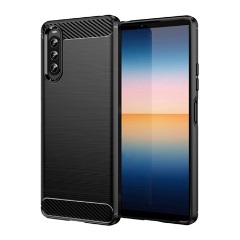 Sony Xperia 10 IV Gigapack szilikon telefonvédő ütésállóság, karbon minta, FEKETE