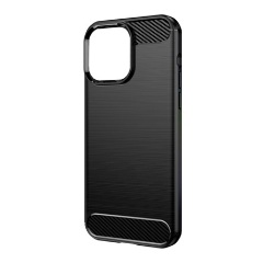 iPhone 14 Pro Max Gigapack szilikon telefonvédő ütésállóság, karbon minta, FEKETE