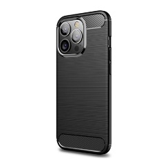 iPhone 14 Pro Gigapack szilikon telefonvédő ütésállóság, karbon minta, FEKETE