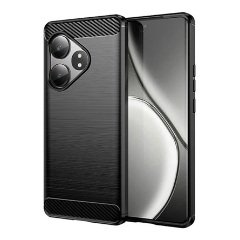Realme GT 6T 5G Gigapack Szilikon telefonvédő ütésállóság, karbon minta, FEKETE