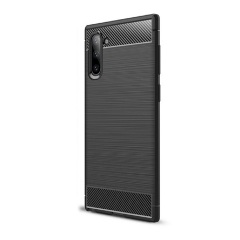 Samsung Note 10 Gigapack szilikon telefonvédő ütésállóság, karbon minta, FEKETE