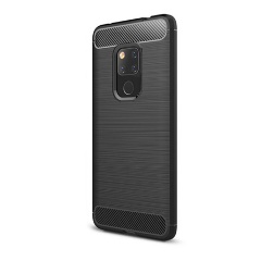 Huawei Mate 20 Gigapack szilikon telefonvédő ütésállóság, karbon minta, FEKETE