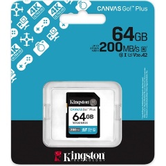Kingston 64GB Canvas Go! Plus UHS-1 Class10 U3 V30 SDXC memóriakártya fekete