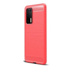 Huawei P40 Gigapack szilikon telefonvédő ütésállóság, karbon minta, PIROS