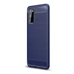 Samsung S20 5G Gigapack Szilikon telefonvédő ütésállóság, karbon minta, SÖTÉTKÉK