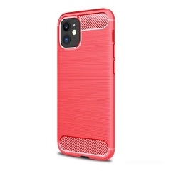 iPhone 12 mini Gigapack szilikon telefonvédő ütésállóság, karbon minta, PIROS