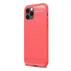 iPhone 12 Pro Max Gigapack szilikon telefonvédő ütésállóság, karbon minta, PIROS