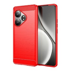 Realme GT 6T 5G Gigapack Szilikon telefonvédő ütésállóság, karbon minta, PIROS