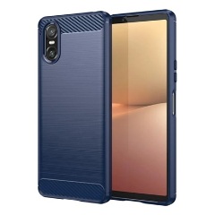Sony Xperia 10 VI 5G Gigapack Szilikon telefonvédő ütésállóság, karbon minta, SÖTÉTKÉK
