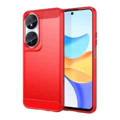 Honor X7b 4G Gigapack Szilikon telefonvédő ütésállóság, karbon minta, PIROS