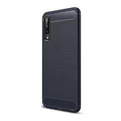 Samsung A7 (2018) Gigapack Szilikon telefonvédő ütésállóság, karbon minta, SÖTÉTKÉK