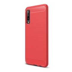 Samsung A7 (2018) Gigapack Szilikon telefonvédő ütésállóság, karbon minta, PIROS