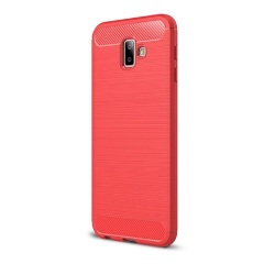 Samsung J6 Plus Gigapack szilikon telefonvédő ütésállóság, karbon minta, PIROS