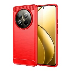 Realme 12 Pro Plus 5G Gigapack Szilikon telefonvédő ütésállóság, karbon minta, PIROS