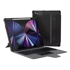 IPAD Pro 12.9 (2018) NILLKIN BUMPER COMBO BACKLIT billentyűzetes defender tok QWERTY, ceruza tartó, FEKETE