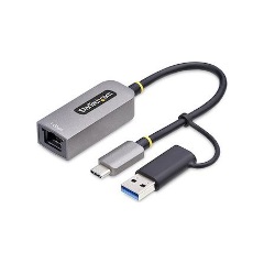 USB-C TO ETHERNET ADAPTER WITH USB-A DONGLE 6IN/15CM CABLE