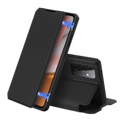 Samsung A72 5G DUX DUCIS SKIN X tok álló, bőr hatású FLIP, wireless, FEKETE