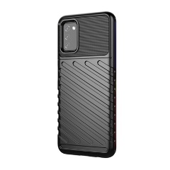 Samsung A03s Gigapack szilikon telefonvédő ütésállóság, dombor minta, FEKETE