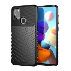Samsung A21s Gigapack szilikon telefonvédő ütésállóság, dombor minta, FEKETE
