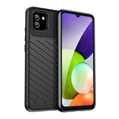 Samsung A03 Gigapack szilikon telefonvédő ütésállóság, dombor minta, FEKETE