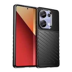 Xiaomi Poco M6 Pro 4G Gigapack Szilikon telefonvédő ütésállóság, dombor minta, FEKETE