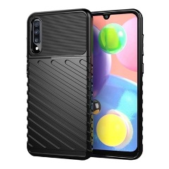 Samsung A70 Gigapack szilikon telefonvédő ütésállóság, dombor minta, FEKETE