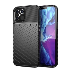 iPhone 12 Pro Max Gigapack szilikon telefonvédő ütésállóság, dombor minta, FEKETE