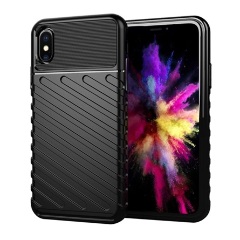 iPhone XS 5.8 Gigapack szilikon telefonvédő ütésállóság, dombor minta, FEKETE