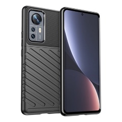 Xiaomi 12 Pro GIGAPACK szilikon telefonvédő ütésállóság, dombor minta, FEKETE