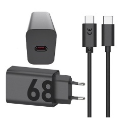 MOTOROLA TURBOPOWER hálózati töltő Type-C aljzat 68W, PD gyorstöltő + Type-C kábel, FEKETE
